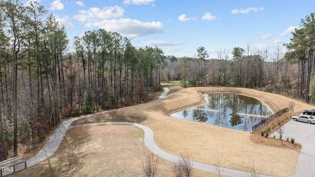 view of home's community featuring a water view and a view of trees