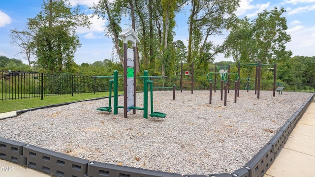 community jungle gym with fence