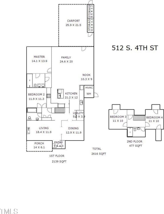 512 S 4th St, Smithfield, NC 27577 - room layout