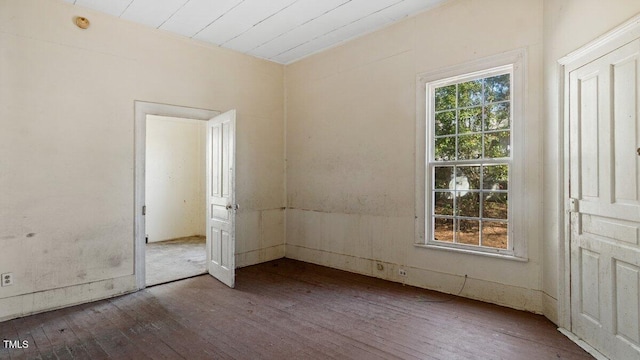 empty room with hardwood / wood-style floors