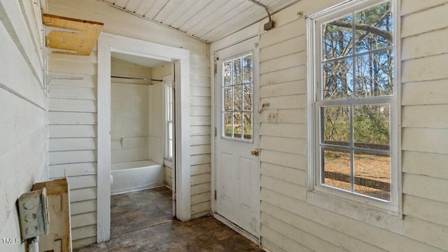 interior space with wood walls