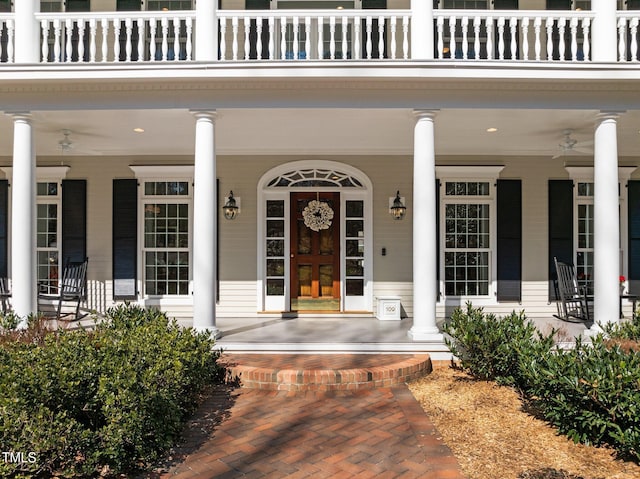 doorway to property with a porch