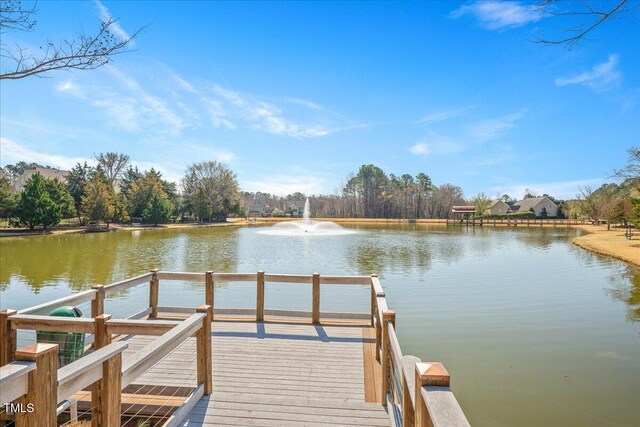 view of dock featuring a water view