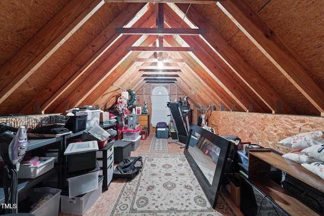 view of unfinished attic