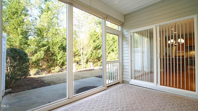 view of unfurnished sunroom