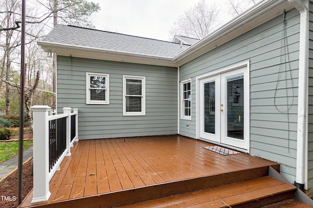 wooden deck with french doors