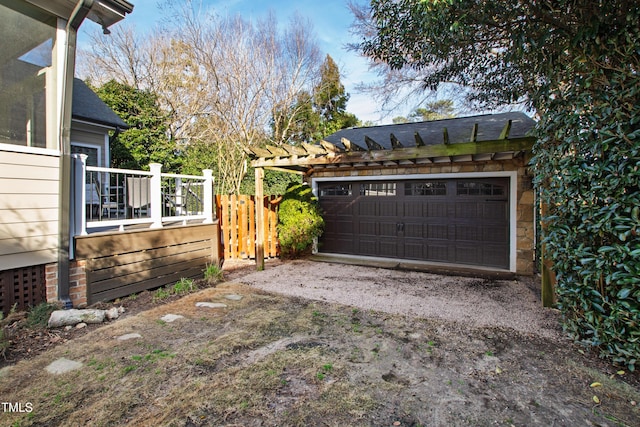 view of detached garage