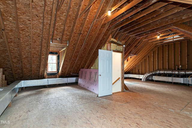 view of unfinished attic