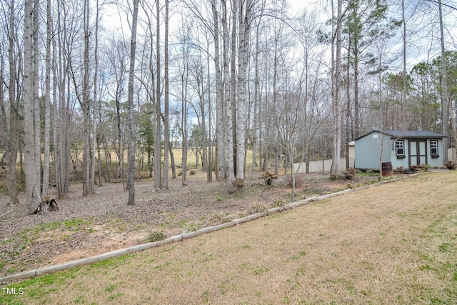 view of yard featuring an outdoor structure