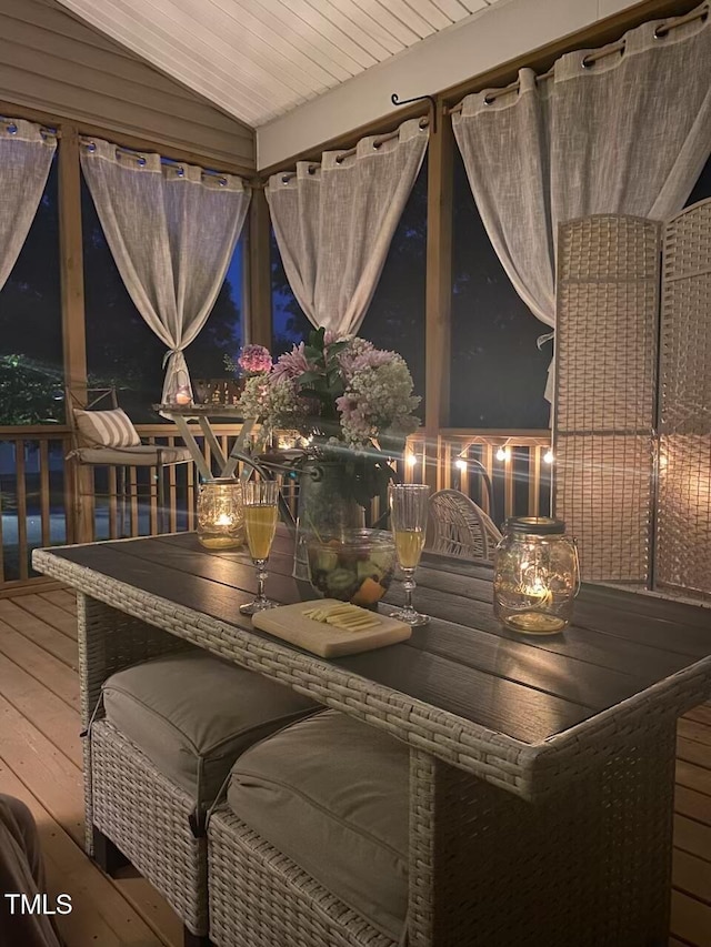 view of deck at twilight