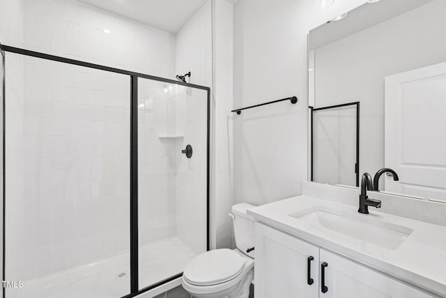 4706 Cypress Tree Ln, Raleigh, NC 27612 - bathroom with toilet, a stall shower, and vanity