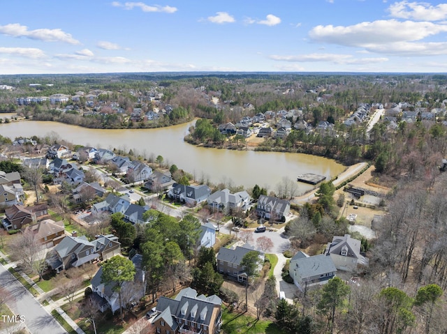 bird's eye view with a water view and a residential view