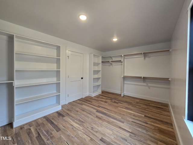 spacious closet featuring wood finished floors