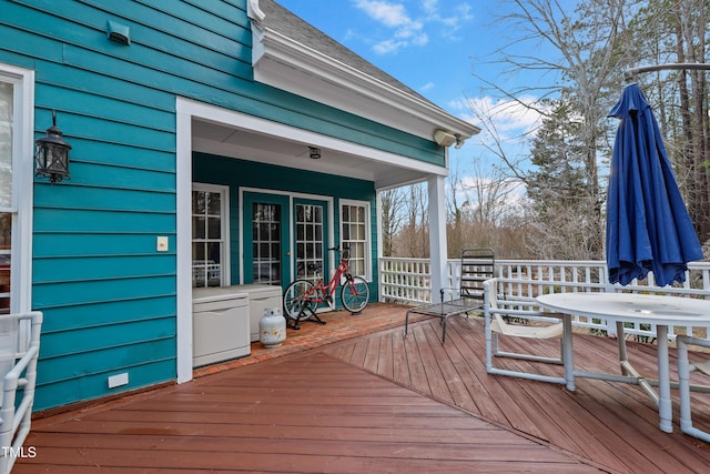 deck featuring french doors