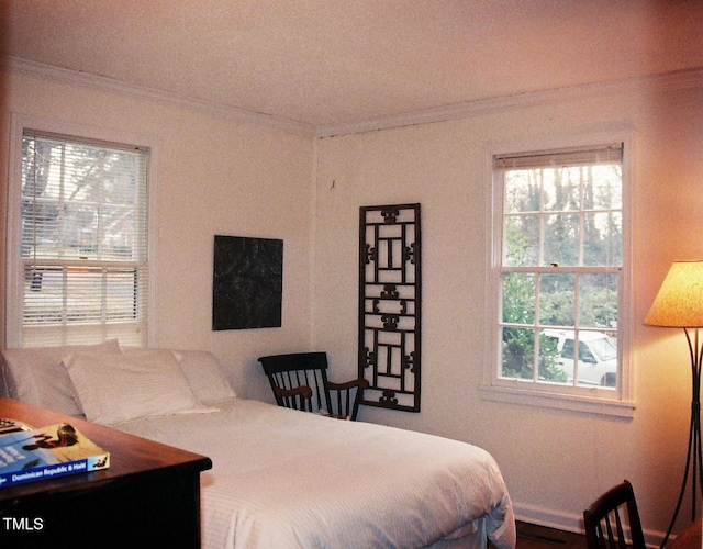 bedroom featuring ornamental molding