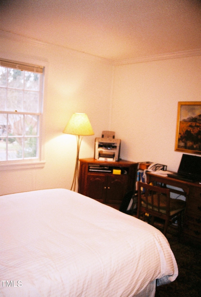 bedroom featuring crown molding