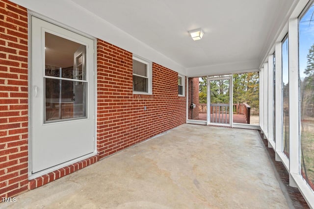 view of unfurnished sunroom