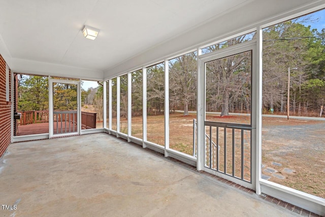 view of unfurnished sunroom