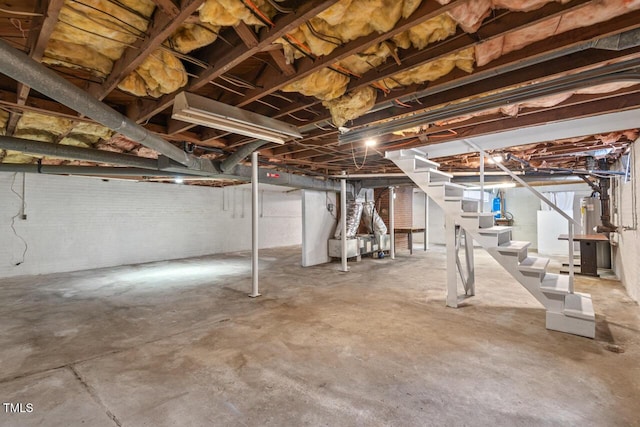 unfinished basement with stairway