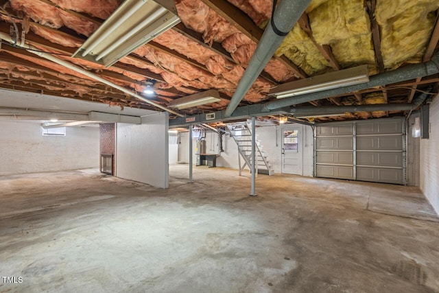 basement with a garage