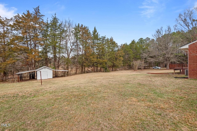 view of yard featuring an outdoor structure