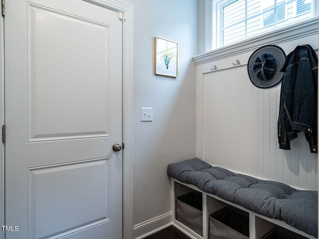 mudroom with baseboards