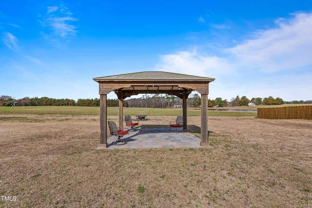 view of yard with a patio area and a gazebo