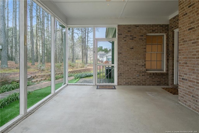 view of unfurnished sunroom