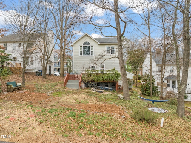 view of front of home with a deck