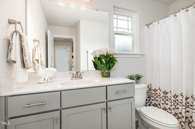 full bathroom with toilet and vanity