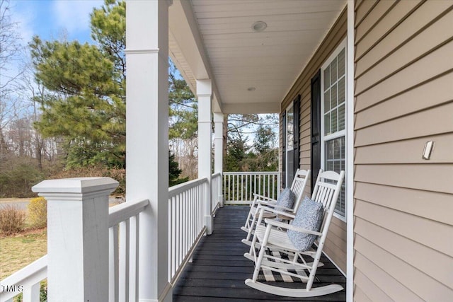 deck featuring covered porch