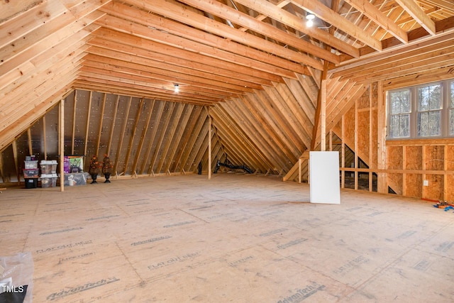 view of unfinished attic