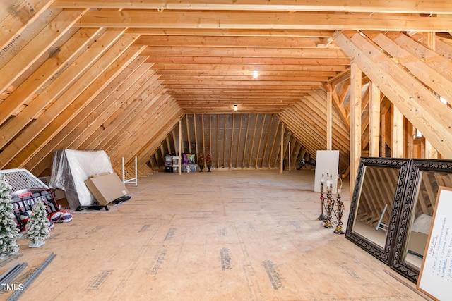 view of unfinished attic