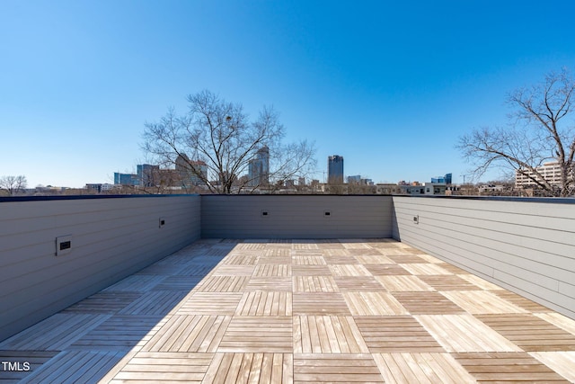 view of patio with a city view