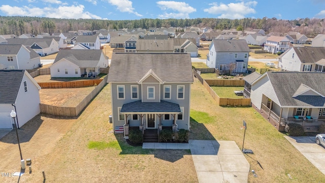 aerial view featuring a residential view