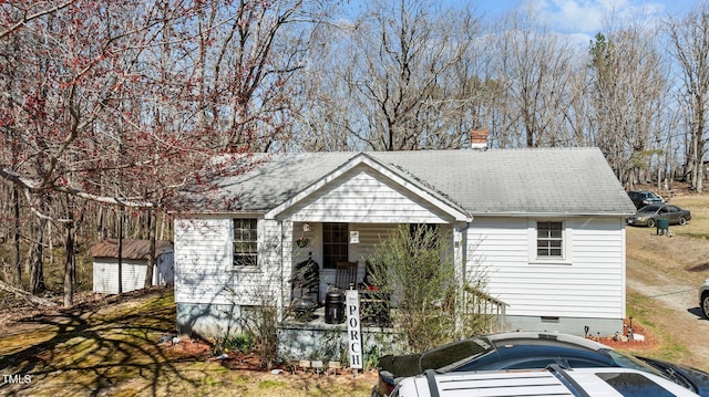 2778 Morton-Pulliam Rd, Roxboro, NC 27574 - bungalow with a chimney, a porch, crawl space, and a shingled roof