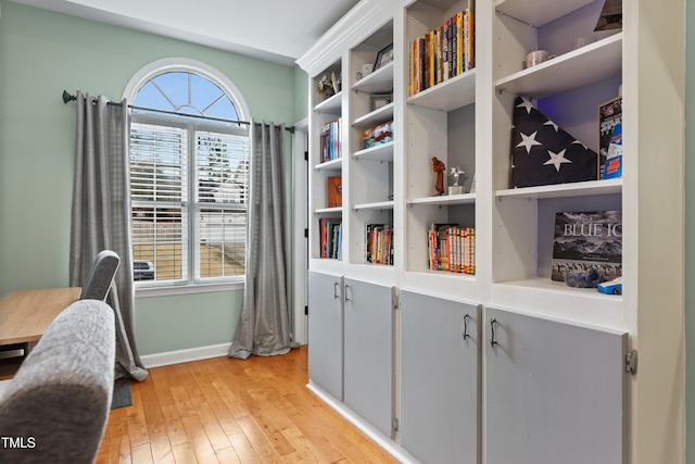 office space with light wood-style flooring, plenty of natural light, and baseboards