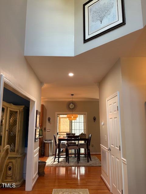 917 Widewaters Pkwy, Knightdale, NC 27545 - dining area featuring light wood-style flooring and a high ceiling