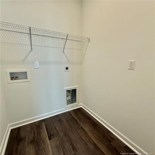 659 Union St, Home, Raeford, NC 28376 - laundry room featuring electric dryer hookup, hookup for a washing machine, and dark wood-type flooring