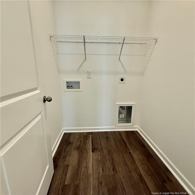 659 Union St, Home, Raeford, NC 28376 - washroom with electric dryer hookup, dark wood-style flooring, and washer hookup