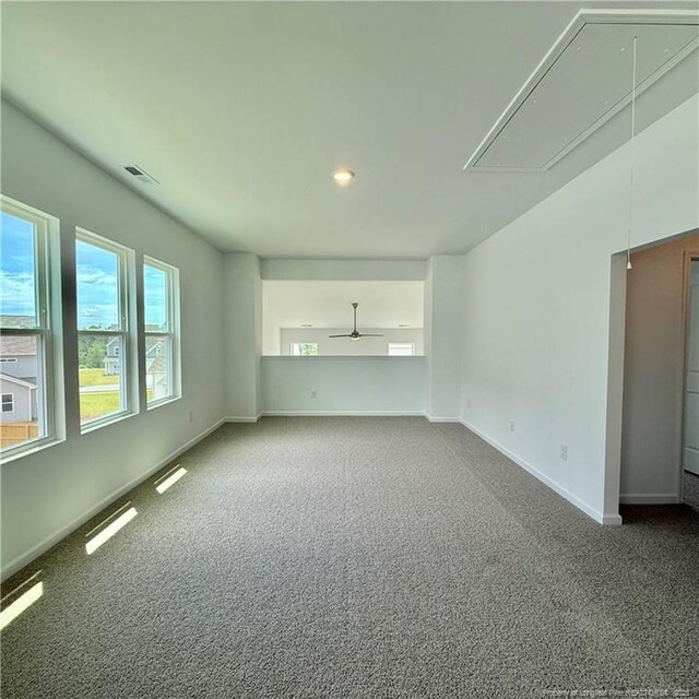 659 Union St, Home, Raeford, NC 28376 - carpeted spare room with attic access, ceiling fan, and recessed lighting