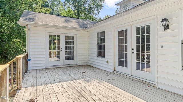 wooden deck with french doors