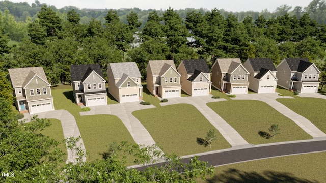 bird's eye view with a residential view