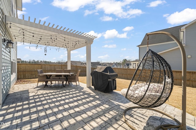 3356 Longleaf Estates Dr, Raleigh, NC 27616 - view of patio / terrace with outdoor dining space, area for grilling, a fenced backyard, and a pergola