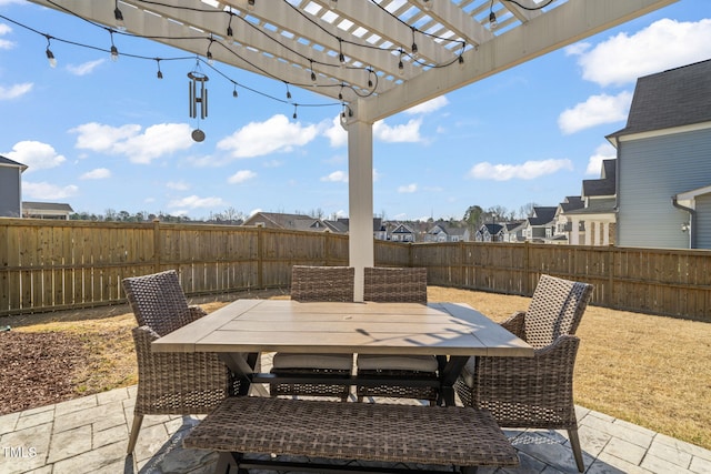 3356 Longleaf Estates Dr, Raleigh, NC 27616 - view of patio / terrace with a fenced backyard, outdoor dining space, and a pergola