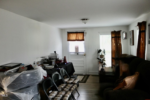 living room with wood finished floors