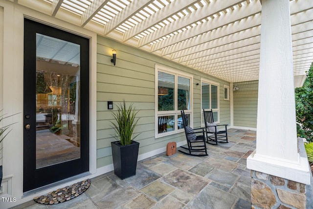 view of patio / terrace featuring a pergola