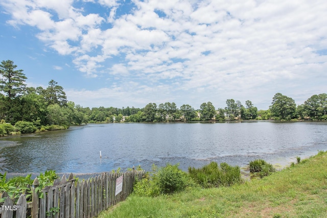 water view featuring fence