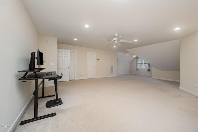 1208 Dunn Creek Xing, Wake Forest, NC 27587 - additional living space with a ceiling fan, baseboards, light carpet, and recessed lighting