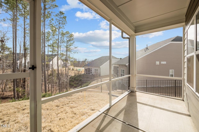 view of unfurnished sunroom